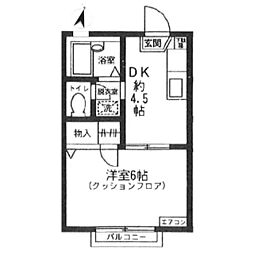 エトワールI 1階1DKの間取り