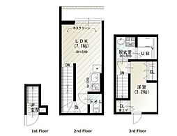 ソルナクレイシア荏原町 3階1LDKの間取り
