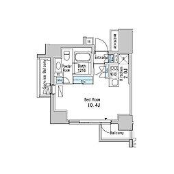 ベルファース目黒 13階ワンルームの間取り