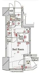 ル・リオン品川中延セトルシティ 2階1Kの間取り