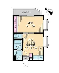 ルーチェ・ボナール 2階1DKの間取り