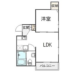 日神パレス戸越 2階1LDKの間取り