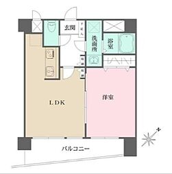 コスモリード雪が谷大塚 6階1LDKの間取り