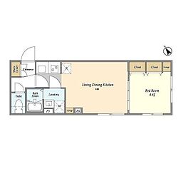 ウェルスクエアイズム武蔵小山III 4階1LDKの間取り