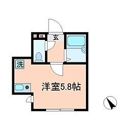 テラス久が原 2階ワンルームの間取り