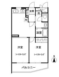 碑文谷メゾン 3階2DKの間取り