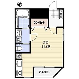 センチュリーコート 3階ワンルームの間取り