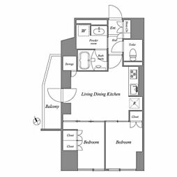コスモグラシア池田山 14階2LDKの間取り
