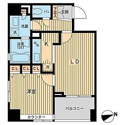 クリオ戸越銀座弐番館 15階1LDKの間取り