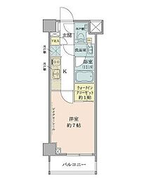ザ・パークワンズ目黒不動前 5階1Kの間取り