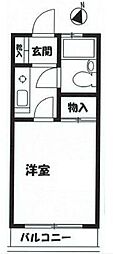 ヴィラ昭立 1Kの間取図画像