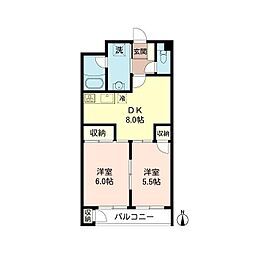 ロゼ下目黒 2DKの間取図画像