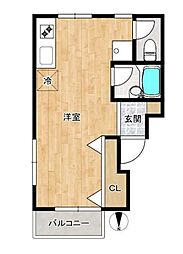アイコート南千束 1Kの間取図画像