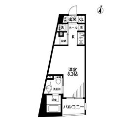 レックス多摩川レジデンス ワンルームの間取図画像