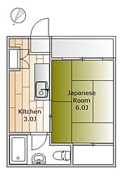 サンダーソンレジデンス 1Kの間取図画像