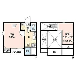 アーブル目黒 1Kの間取図画像