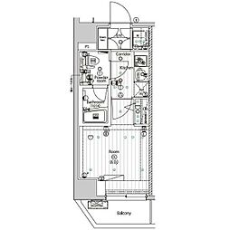 プレミアムキューブ品川大崎 1Kの間取図画像