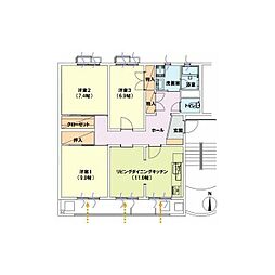 CORENO洗足池 3LDKの間取図画像