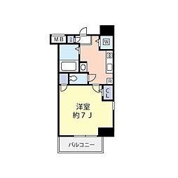グランヴァン大井町2 1Kの間取図画像