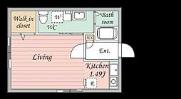 Branche三軒茶屋 4階1Kの間取り