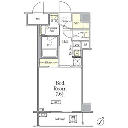 パークペルル池尻 4階1Kの間取り
