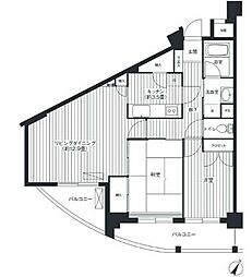 パインヒル上町 5階2LDKの間取り