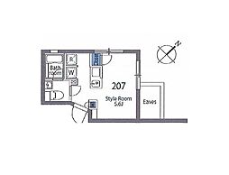 ミレドゥーエ下北沢I 2階ワンルームの間取り