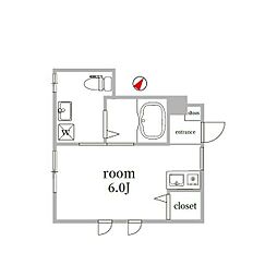 アーバン下北沢 1階ワンルームの間取り