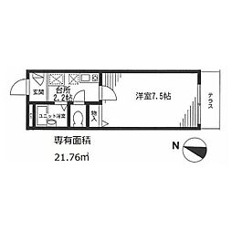 リンデンハイム豪徳寺 2階1Kの間取り