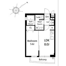 Reframe5　池尻大橋 2階1LDKの間取り