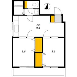 北沢ハイム 1階2DKの間取り