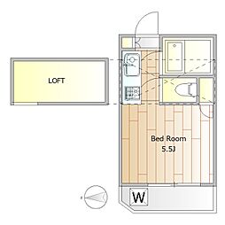 メゾンニッセイ経堂 2階ワンルームの間取り
