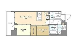 オーキッドレジデンス渋谷富ヶ谷 12階1SLDKの間取り