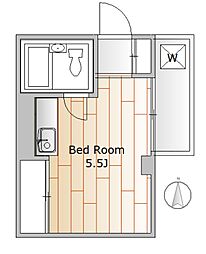 エレガンス三宿 3階ワンルームの間取り