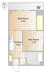 フロール氷川台 1階2Kの間取り