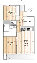玉川サンケイハウス北棟 2LDKの間取図画像