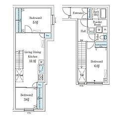 CREATIF学芸大学 3LDKの間取図画像