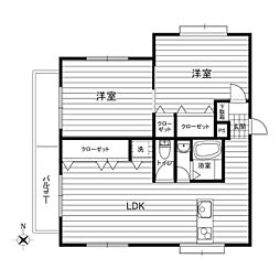 淡島マンション 2LDKの間取図画像