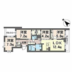 フェリシード野沢 4LDKの間取図画像