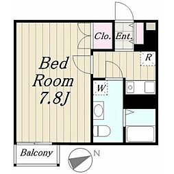 GALAND桜新町 1Kの間取図画像
