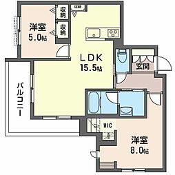 ケイルミエール駒沢公園 2LDKの間取図画像