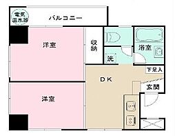 チサンマンション三軒茶屋第2 2DKの間取図画像
