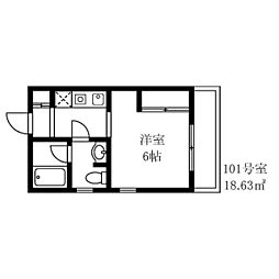グリーンテラス経堂 1Kの間取図画像