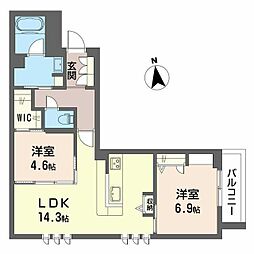 ALIVIO世田谷代田 2LDKの間取図画像