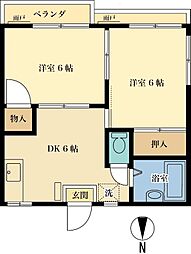 カーサアカイ 2DKの間取図画像
