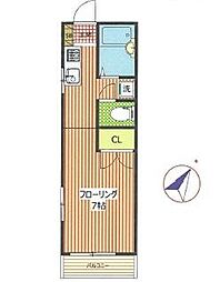 オークス 1Kの間取図画像