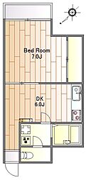シャンテ三宿 1DKの間取図画像