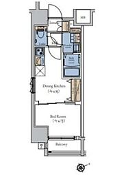 エスティメゾン大森 4階1DKの間取り