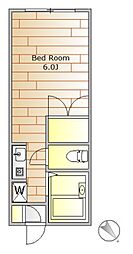 エステートS.T 2階ワンルームの間取り