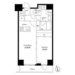 Log品川サンズ 14階1LDKの間取り